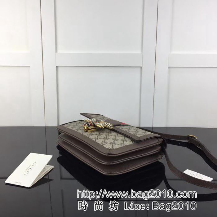 GUCCI古馳原單 新款高仿GUCCI新款專櫃品質原單貨實物實拍524356 啡pvc啡皮單肩斜挎包 HY1174